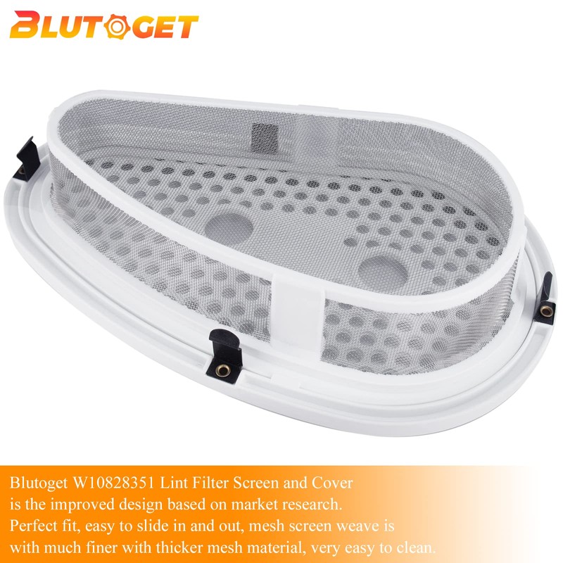 Upgraded W10828351 Dryer Lint Filter Screen & Cove by Blutoget