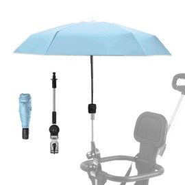 Pram Parasol,Clip on Parasol,Adjustable Steering Angle, Clip-On All-Round Protection, Pram Umbrella,Convenient and Lightweight, for Sun Protection Lightweight, Easy to Install, Stroller Umbrella（blue）