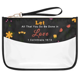 Inspirational Gifts for Women Teen Girl Christian Gift Bible Verse Makeup Bag Religious Gifts for Friend Sister Coworker Clear Cosmetic Bag Encouragement Motivational Gifts Zipper Toiletry Pouch