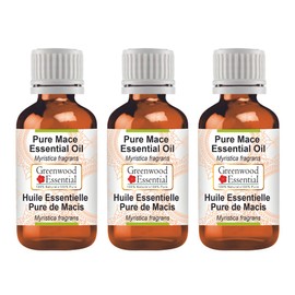 Greenwood Essential Pure Mace Essential Oil (Myristica fragrans) Steam Distilled for Personal Care (Pack of Three) 100ml X 3 (10oz)