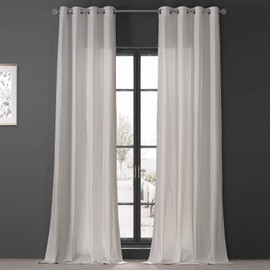 HPD HALF PRICE DRAPES DTCC-20802-96-GR Dune Textured Solid Cotton Grommet Curtain Pair (2 Panels), 50 X 96, Supreme Cream