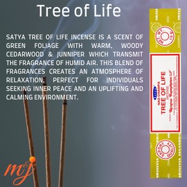 Original Satya Nag Champa Tree Of Life Incense Sticks | with M&J incense sticks holder | Full Box | for Aromatherapy, Spa, Yoga, Weddings, Meditation, Healing, Positivity and Relaxation