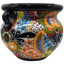Talavera Pottery Store Michoacana Planter Medium Hand Painted Pot Indoor Outdoor Multi Colored Glazed Puebla