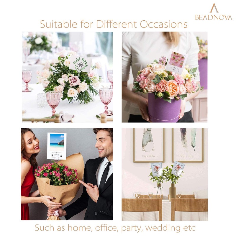 (12inch) - BEADNOVA Floral Card Holder Picks 50pcs 30cm Flower