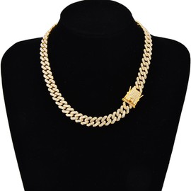 Women's Trendy Diamond Cuban Chain Necklace bracelet Set Luxury Jewelry Gold