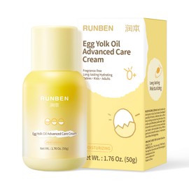 RUNBEN Nourishing Baby Face Cream with Egg Yolk Oil, 48H Deep Moisturizing, Advanced Repair Barrier Cream, Relieves Kids Dry & Sensitive Skin, Non-Toxic & Fragrance-Free, 1.76 oz