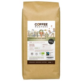 Coffee Masters Peruvian Cold Brew Ground Coffee - 500g Medium Roasted Espresso Ground Coffee for Cold Brewing - Organic, Single Origin, Fair Trade Coffee Ground from 100% Arabica Coffee Beans