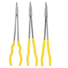 HOIGON 3 Pieces 16 Inch 90-Degree 45-Degree Straight Extra Long Needle Nose Plier Set, Long Reach Pliers Set with Comfortable Handle for Tight Space