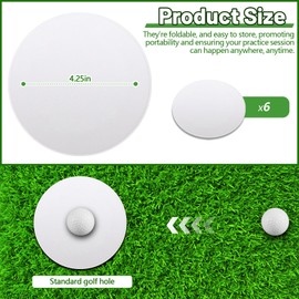 RoundFunny 6 Pcs Golf Putt Target Holes Golf Target Circles Putting Green Accessories for Golfers Putting Practice Indoors Outdoors Aid(White)