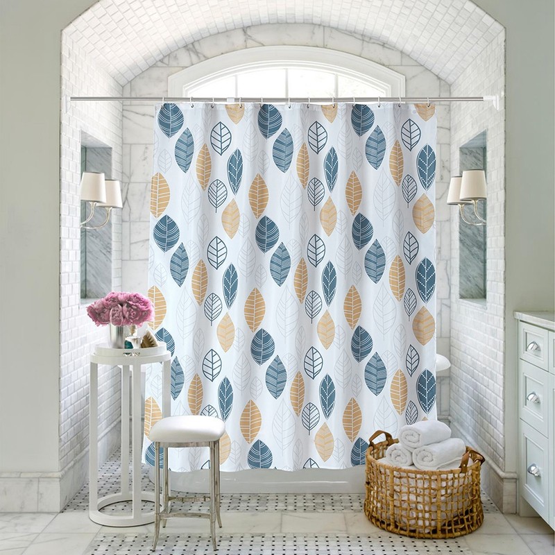 Polyester Leaves Painting Shower Bath Curtain Waterproof Bathroom Curtain (S)