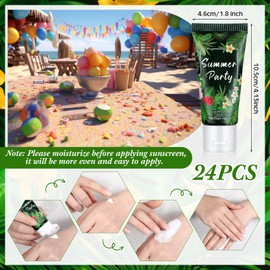 Dansib 24 Pcs Mini Sunscreen Bulk for Summer Wedding Party Spf 30 Water Resistant Sunscreen Lotion Bulk 1oz Travel Size for Thank You Gifts Summer Wedding Party Supplies (White Cream, Tropical)