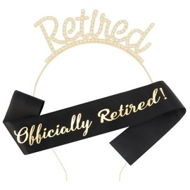 GlamRays Retirement Party Decorations Headband and Sash Set for Women Rose Gold Retirement Crown Headband, Retirement Sash for Women Retirement Gifts