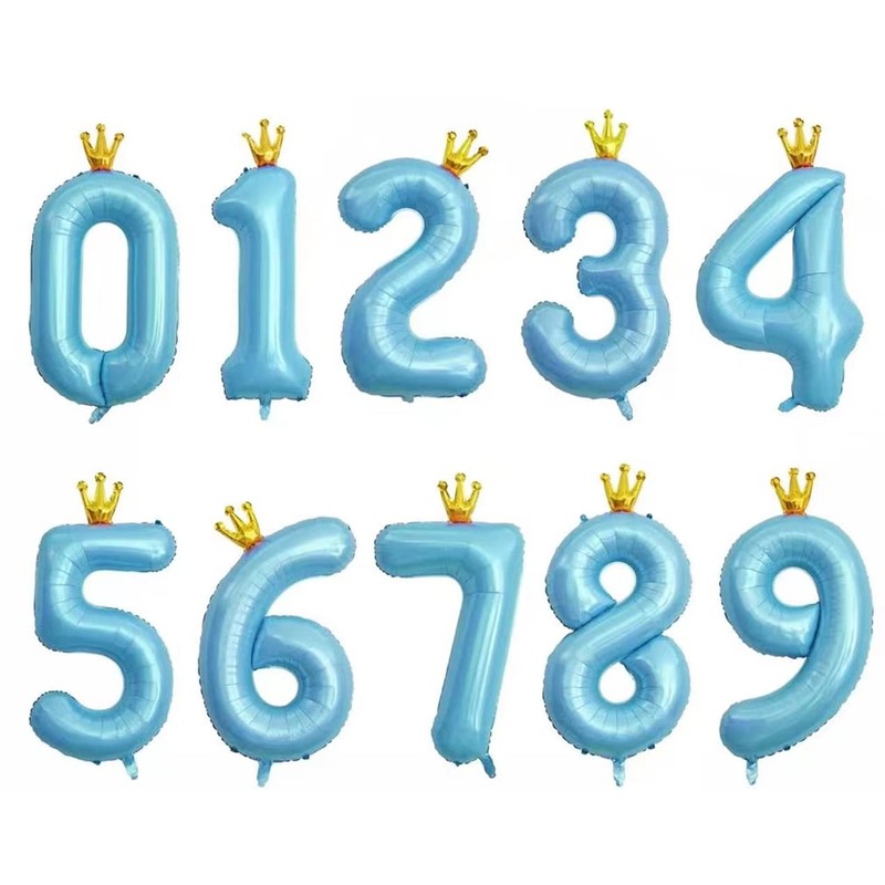 40 Inch Blue Conjoined Crown Number 3 Balloons, 3rd Birthday