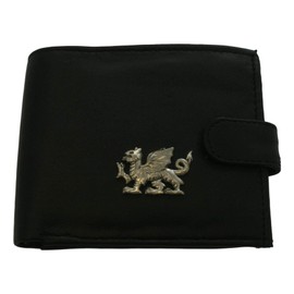 Welsh Dragon Black Leather Mens Wallet RFID Protection