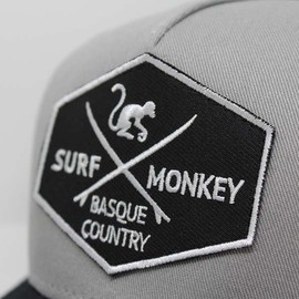 Surf Monkey Trucker Origins Adjustable Organic Cotton Baseball Cap, One Size, Lead / Black, One size fits all