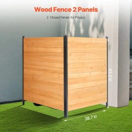 38\" X 42\" Solid Wood Privacy Fence Screen 2 Panel Easy Metal Stakes Pool Equipment Enclosure Air Fence Trellis GatesNumber of Panels: 2 Panels, Size: Size 38x42inch