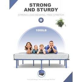 Nazhura Bed Frame King Size Platform Heavy Duty Synthetic Slat Support Mattress Foundation,14 Inch Height No Box Spring Needed Support 1000 LB