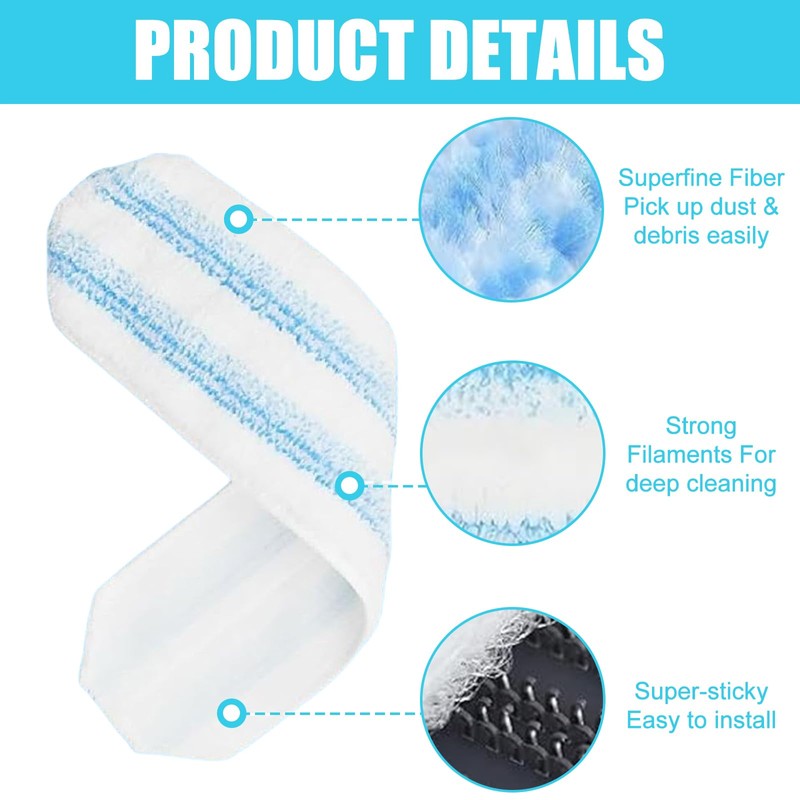 Pack of 4 Microfibre Mop Pads Replacement for H2Pro Floor