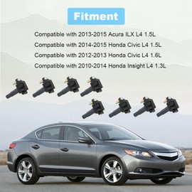 JDMON UF627 UF675 8PCS Ignition Coil Pack and Spark Plug Compatible with Honda Insight 2010-2014 Civic 2012-2015 & Acura ILX 2012-2015 Replacement for 30520RBJ003 NGK6619 6619 1.3L 1.5L 1.6L