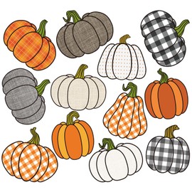 Whaline 12 Pcs Fall Refrigerator Magnets Pumpkin Fridge Magnets Decorative Orange Color Buffalo Plaid Magnet Stickers for Garage Mental Door Mail Box Microwave Cabinet Washing Machine Decor