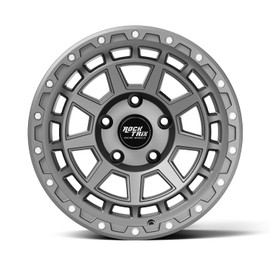 RockTrix RT114 17 inch Wheel Compatible with Jeep Wrangler JK JL 17x9 5x5 Wheels (-12mm Offset, 4.5in Backspace) 5x5 PCD, 71.5mm Bore, Gunmetal Gray Wheels, Also fits Gladiator JT Rims