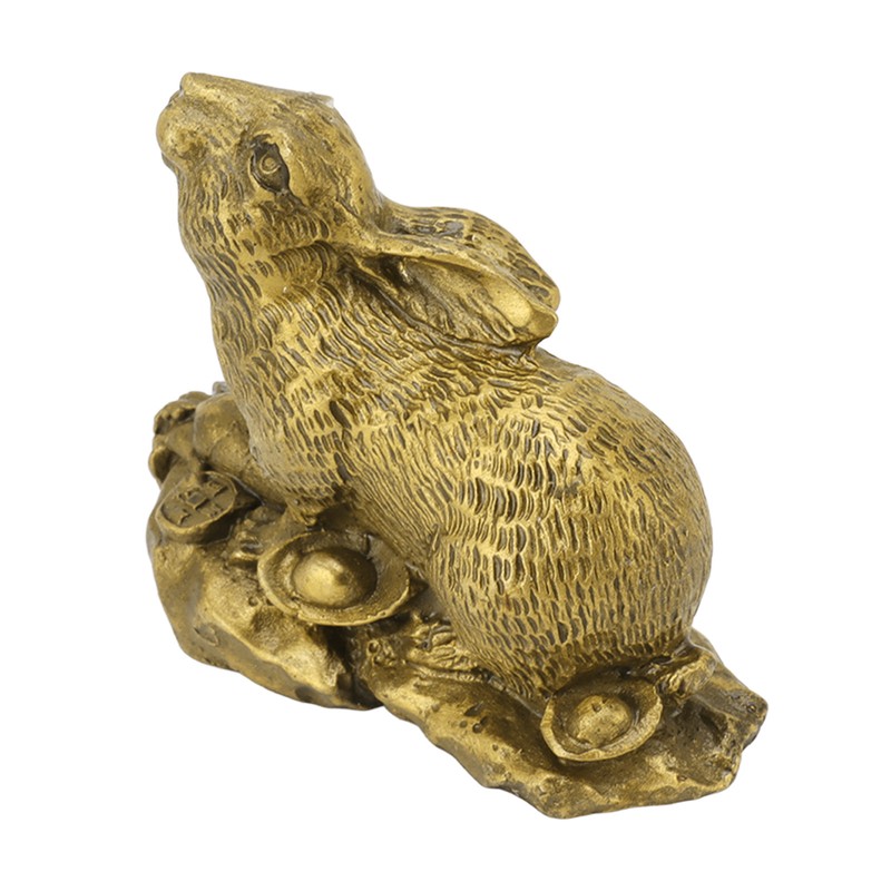 Bunny Statue Sturdy Brass Retro Look Fine Details Stable Durable