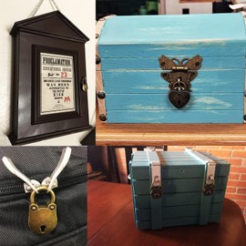 Bessy shop 2PCS Mini Archaize Padlocks Key Lock,2Pcs Heart Shape Vintage Old Antique Style Mini Archaize Padlocks Key Lock With Key for School Gym Locker Baggage Locks Filing Cabinets Toolbox