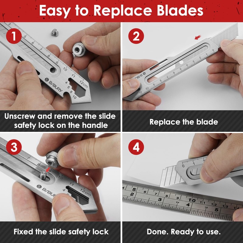 BIBURY 2 Pack Mutipurpose Utility Knife, Heave Duty Full Stainless