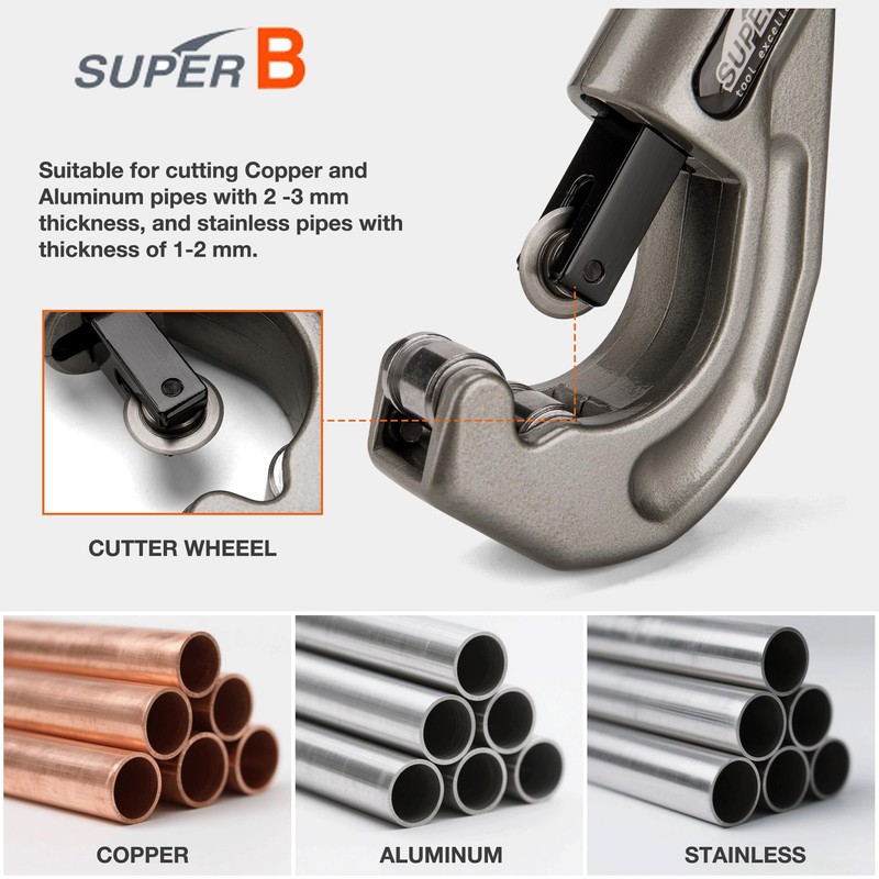Super B Tubing Cutter- Pipe Cutter Tool 1/4"-1-1/2"OD -Copper, Aluminum,