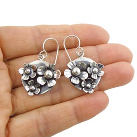 Daisy Flowers 925 Sterling Silver Bouquet Earrings