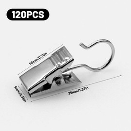 AIMEKE Pack of 120 Curtain Clips Curtains Clips with Hooks Metal Curtain Clip for Bedroom Bathroom Home Decoration (Silver)