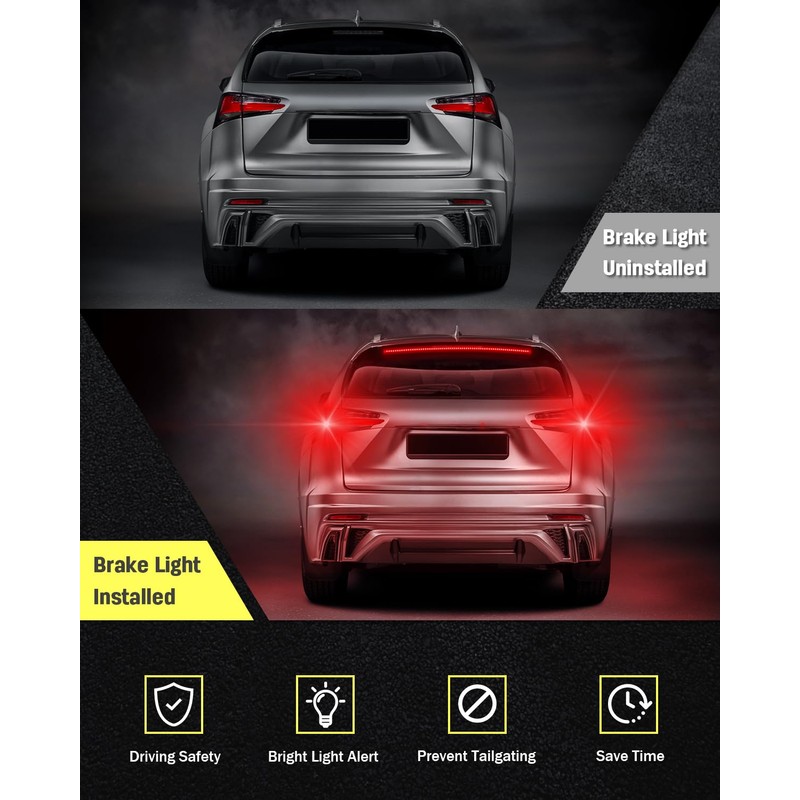 Defvnsy Rear Tail Brake Light Strip 100CM 39.4" Multifunction Third