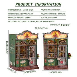 BookTop DIY Miniature Booknook Kit, Dollhouse Tiny House Model Build Bookshelf Decor,with LED Light，for Adults and Teens，Gifts for Family, Friends（Magic Store）