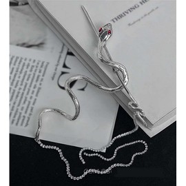 Silvery Snake Hair Sticks Hair Chopsticks Tassels Metal Distortion Vintage Punk Hairpin Headwear Hairstyle Hair Accessories for Women
