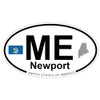 US Decal, Inc. Newport, Maine Oval Sticker with State Flag