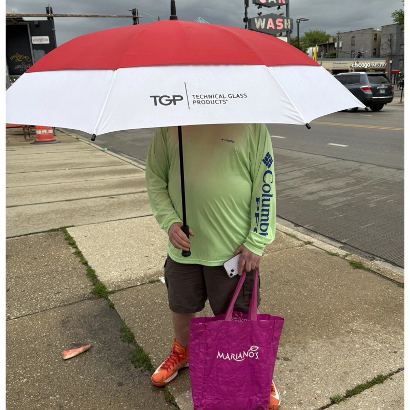 Windbrella Technical Glass Products Windproof Auto Open Umbrella Red White