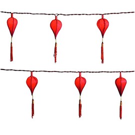 Konstsmide Indoor Decoration Paper Chinese Lanterns with Tassels Set of 10 - Red