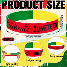 JellyArch 48 Pcs Juneteenth Silicone Bracelets Juneteenth Day Party Favors Black Freedom Day Rubber Wristbands 1865 Black American Bracelets for Adults(Bright Style)