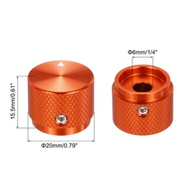 MECCANIXITY 2 Pcs Aluminium Potentiometer Knobs, 1/4" (6mm) Universal Volume Tone Control Knobs with Arrow Indicator for Guitar, 3/5" Red(20x15.5mm)