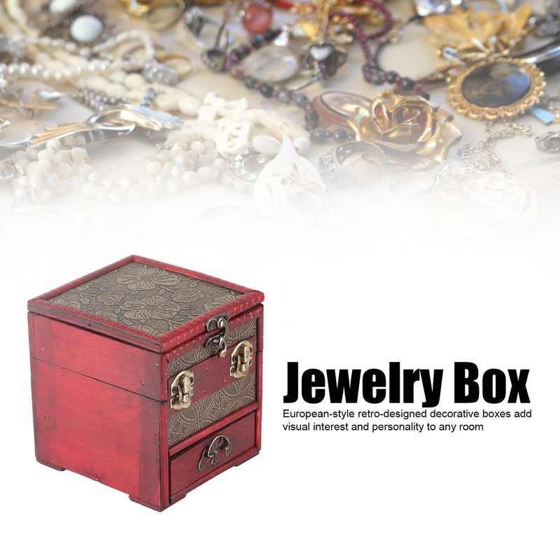 Jewelry Box Antique Wooden Multi‑Layer Drawer Storage Box Organizer with