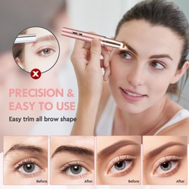 Gurelax Women's Electric Eyebrow Trimmer with Replacement Blades, Precision LED Light, Safe and Instant Painless Hair Remover