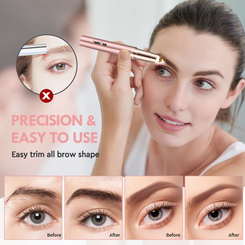 Gurelax Women's Electric Eyebrow Trimmer with Replacement Blades, Precision LED