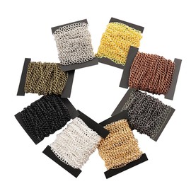 Rockreyoa Cable Link Chain DIY Chain Chain Jewellery Chain Sold by the Metre Link Chain Twisted Chains Curb Chains for Necklaces Bracelets Jewellery Accessories Black 3.5 mm x 12 m