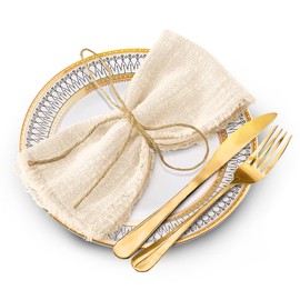 Hi.FANCY Handmade Cloth Napkins, Cloth Napkins, 16.5 x 16.5 Inches Cloth Napkins Set of 6, 100% Cotton Napkins with Fringe for Dinners, Party Birthday, Weddings and More(Khaki)