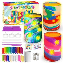 Make Your Own Clay Luminaries - Light-up DIY Clay Lanterns Making Kit Activity for Boys Girls and Teens Age 8 9 10 11 12 Year Old and up, Arts and Crafts Clay Lantern Toys for Kids Ages 8-12