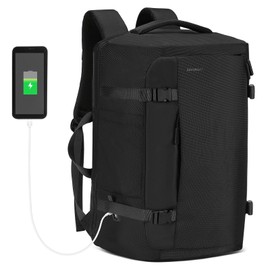 SUIKIHUM 40L Travel Backpack, TSA Friendly Flight Approved Carry on Backpack for Men Women, Fits 17.3 Inch Laptop with USB-A&C Ports, Weekender Bag, Black