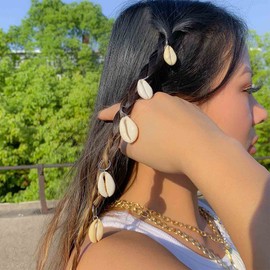 Iaceble Vintage Dreadlock Hair Rings Clips Shell Braid Hair Hoops Hair Decoration Sea Shell Dangle Hair Braid Rings Hip Hop Hair Rings Accessories for Women and Girl Headdress 5 Pcs (Silver)
