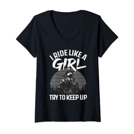 Womens Funny ATV 4 Wheeler Design For Girls Kids Women Quad Riding V-Neck T-Shirt