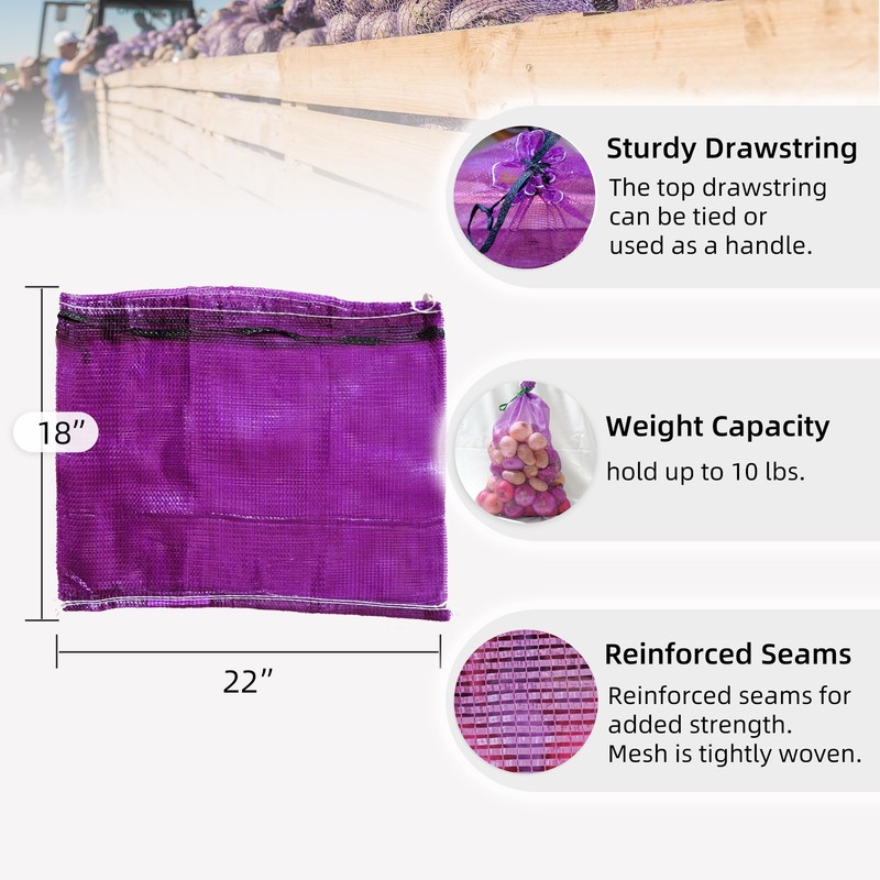 deebree Mesh Firewood Bags 22"×18" 150 Per Pack Crawfish Sacks,