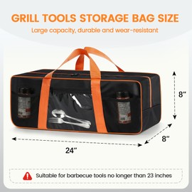 TWAKAP Grill Tool Storage Bag for Outdoor Barbecue, 24 in, Black, Mesh Bag